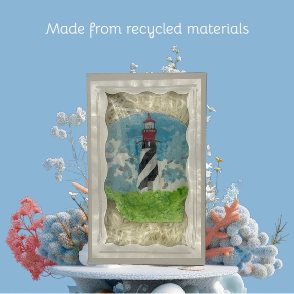 Hand-Painted Bold Lighthouse Shell Art - Picture 7 of 7